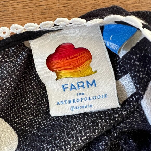 NWOT Anthropologie Farm Rio Sinead Hearts Jumpsuit Black White Sz L Puff Sleeve - Picture 4 of 7